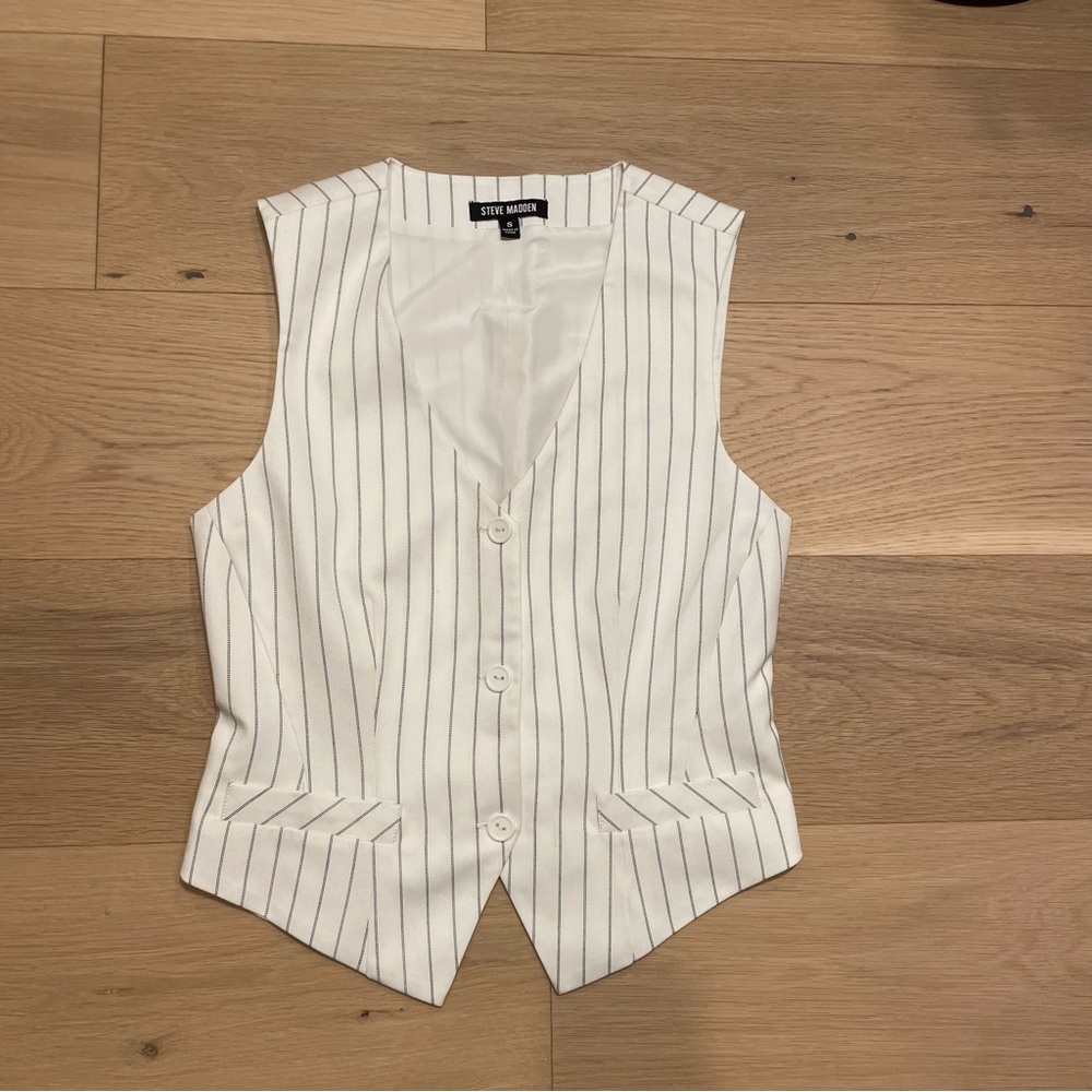 Steve Madden Ivory Pinstripe Vest